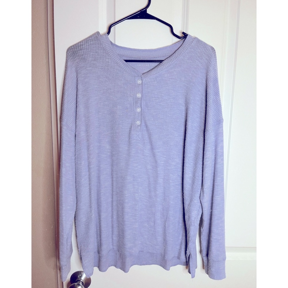 American Eagle Waffle button up lounge shirt